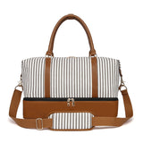 Women's Hand Striped Canvas Duffle Bag