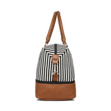 Women's Hand Striped Canvas Duffle Bag