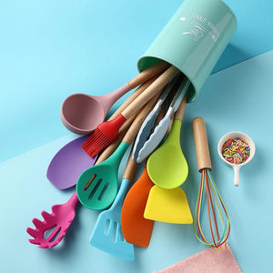 Silicone Kitchenware Cooking Utensils Set Heat Resistant Kitchen Non-Stick Cooking Utensils Baking Tools