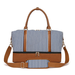 Women's Hand Striped Canvas Duffle Bag