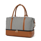 Women's Hand Striped Canvas Duffle Bag