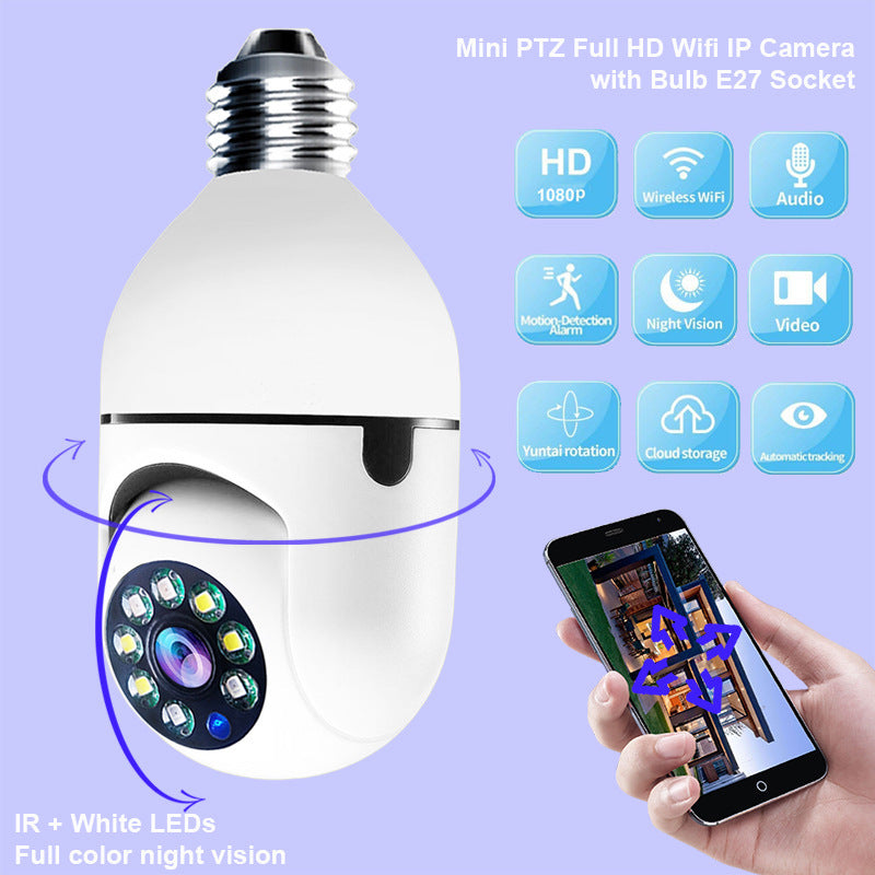 WiFi CAMERA 1080P Bulb 4X Zoom Camera E27