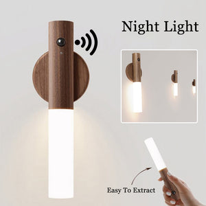 Auto LED USB Magnetic Wood Wireless Night