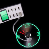 USB Fan Adjustable Mini Flexible Fan LED Light Time Clock Desktop Cool Gadget Time Display