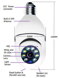 WiFi CAMERA 1080P Bulb 4X Zoom Camera E27