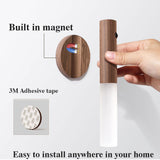 Auto LED USB Magnetic Wood Wireless Night